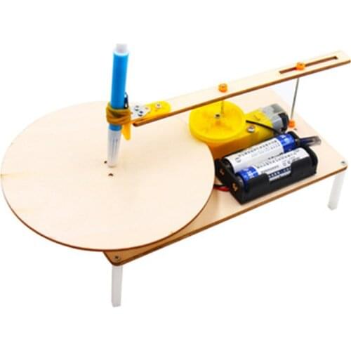 Electric Plotter Painting instrument Wooden Model Children Games Novelty Toys Physical Science STEM Educational Kits 1 Set