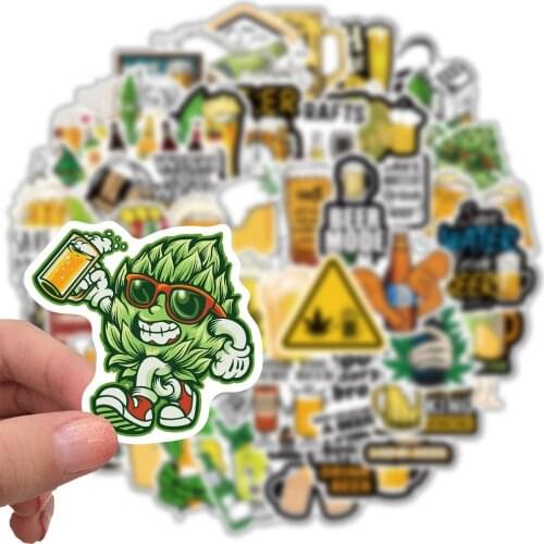 10/50Pcs Cartoon Beer Hemp Leaf Stickers DIY Skateboard Luggage Guitar Laptop Sticker Doggy Bluey Bingo Waterproof Kids Toys