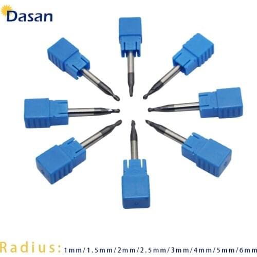 10pcs Ball Nose End Mills 1mm 2mm 3mm 4mm 5mm 6mm HRC50 2T Milling Tungsten Carbide Spiral Bit Lathe Mill Carbide Cutter Tool