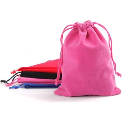 10Pcs Lot Soft Jewelry Gift Bags Fabric Velvet Packaging Drawstring Gift Wedding Bags & Pouches free shipping Blue/black/red