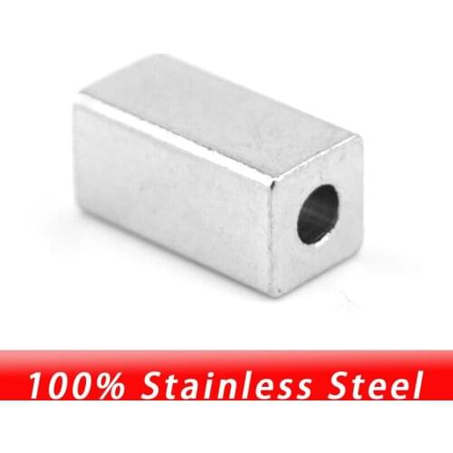 100% stainless steel Square-shape beads 3/4/5mm metal rectangle beads For Necklace Bracelets Jewelry Making Wholesale 100pcs