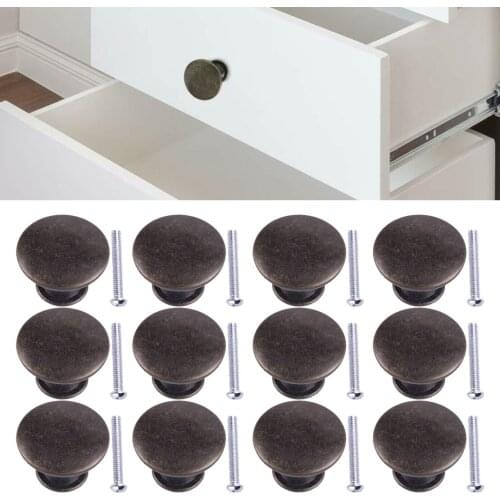 12Pcs Durable Bronze Vintage Style Kitchen Cabinet Cupboard Drawer Door Handles Knobs with Screws