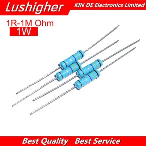 20pcs 1W Metal Film Resistor 1% 1R ~ 1M 2R 10R 22R 47R 100R 330R 1K 4.7K 10K 22K 47K 100K 330K 470K 1 2 10 22 47 100 330 Ohm