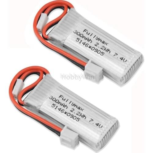 2S 7.4V 300mAh 35C Lipolymer Battery MX2.0-2P positive plug fit for WLtoys F959 XK /A600 RC Airplane