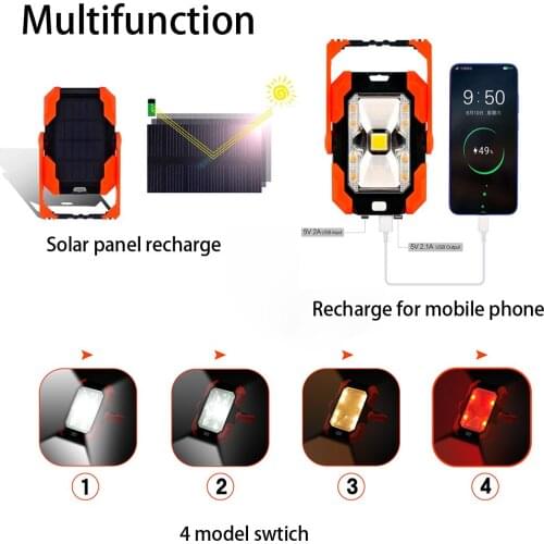 4 Model 350 Lumen Adjustable Mount Solar LED Floodlight with 4400mAh Rechargeable Battery Solar Panel Powered LED Flood Light