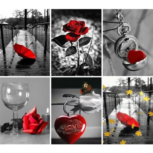 5d Square/Round Diamond Painting Red Rose Needlework Diamond Art Scenery Handmade Home Decor Gift Rhinestonbes Cross Stitch Kits