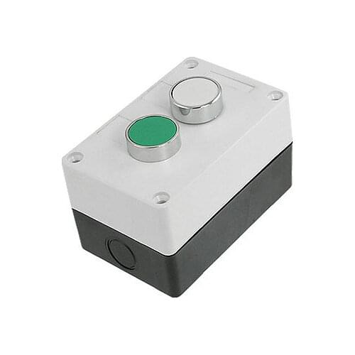 AC 240V 400V Green White NO Momentary Flat Push Button Control Box