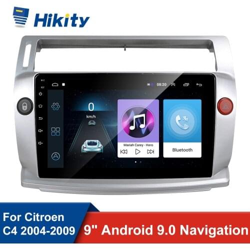 Hikity Android 9.0 Car Multimedia MP5 Player 2 Din Radio GPS Wifi 9‘’ Audio Stereo For Citroen C4 C-Triomphe C-Quatre 2004-2009