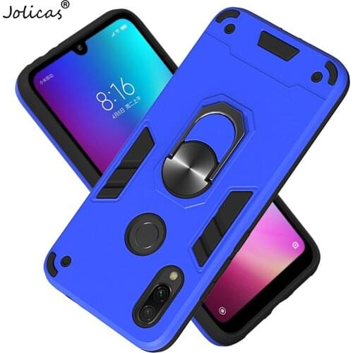 Car Ring Holder PC + TPU Shell For Xiaomi estuche Redmi 7 Movil Abstract Back Cover sFor Xiaomi Redmi cover Y3 Smartphone Cases