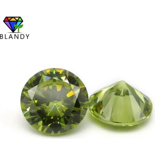 Free Shipping 3.0~16mm Peridot Yellow CZ Stone Round Brilliant Cut Loose 5A Cubic Zirconia Stones Synthetic Beads For Jewelry