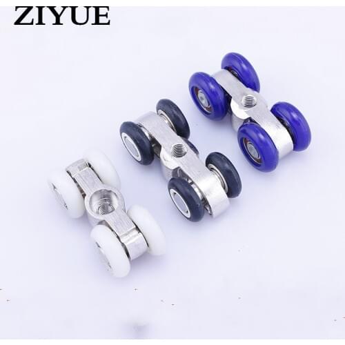 Free Shipping Wooden Door Hanging Wheel Zinc Alloy Sliding Four Mute Pulley Household Wardrobe Small Hardware Accessories