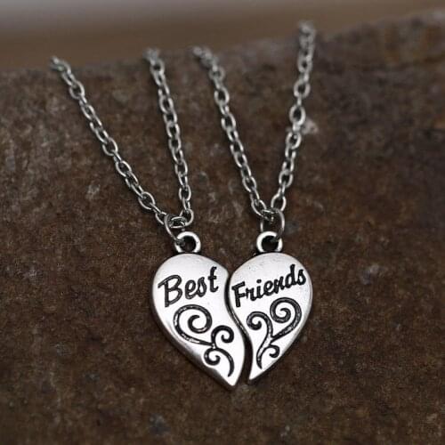 Bespmosp 2PC/Set Broken Heart Pattern BFF Best Friends Pendant Necklace Fashion Women Men Friendship Statement Choker Wholesale
