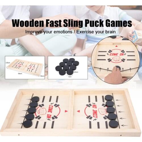 Wooden Fast Sling Puck Chess Game Paced Desktop Battle Board Family Toys Set Party Games Interactive Toys Children Adult Chess