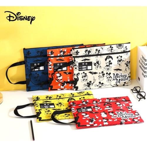 Disney A4 file bag double zipper large capacity primary school book test paper storage bag