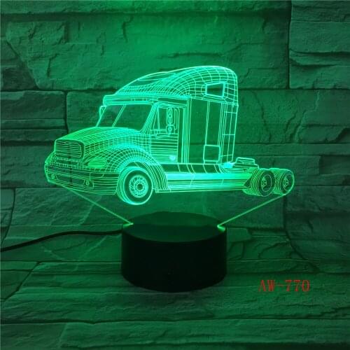 Truck 3D Hologram Lamp Multi-color Change Night Light Acrylic Lampada LED Illusion Lamp Bedside Lamp Cool Toy Drop Shi AW-770