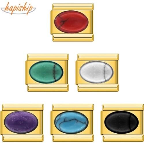 Hapiship 2021 Original Daisy Gold 7 Color High-end Italian Links Charm Fit 9mm Bracelet Stainless Steel Jewelry DIY Making DJ055