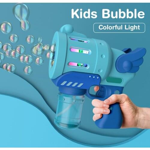 Kids Bath Toys Automatic 5 Holes Bubble Gun Colorful Light Soap Water Electric Bubble Machine Toy For Kids Gift Wedding Supplies