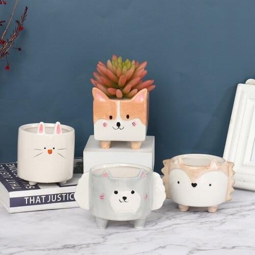 Ceramic Flower Pot Cartoon Animal Plant Macetas Balcony Decorations Garden Pots