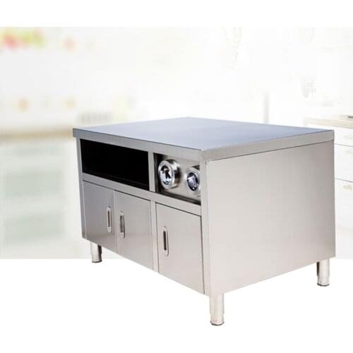 1.2m Commercial Center Island Stainless Steel Workstation Cake Room Burger Shop Operation Table Storage With Cup Divider