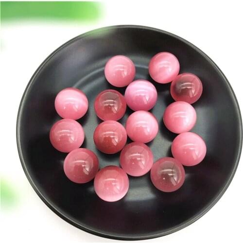 Beautiful Pink Cat Eye Stone Ball Pink Crystal Sphere Balls Gem Healing Stones Gifts Natural Stones and Minerals