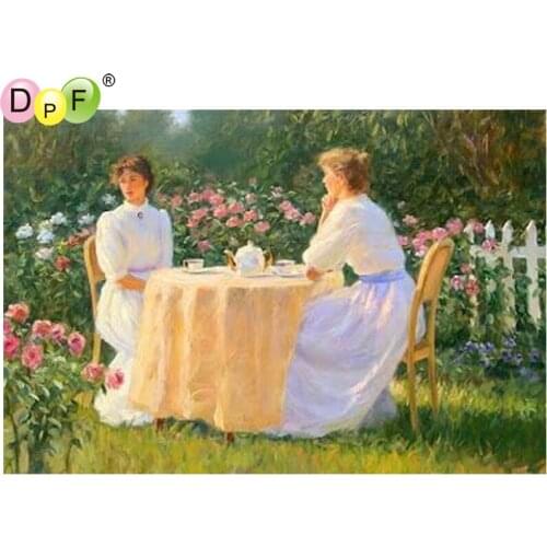 DPF The garden people square diamond embroidery needlework diamond painting cross stitch wall painting home decor diamond mosaic