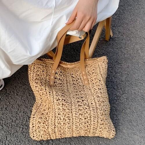 Summer Straw Shoulder Bags For Women Large Capacity Casual Tote Bag Handbag Kniting Beach Bag Lady Big Purses Shopping Bolsa