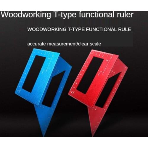Woodworking T-shaped marking gauge multi-function square aluminum alloy 45 degree 90 degree ruler Portable guide ruler