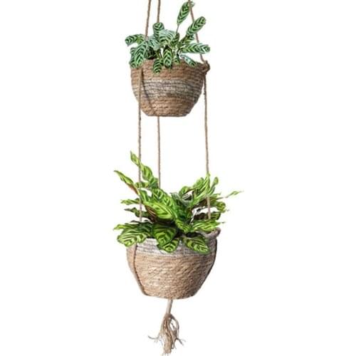 Nordic Plants Hanger Natural Seagrass Flower Basket Holder Hanging Home Garden Embellishment Wall Art