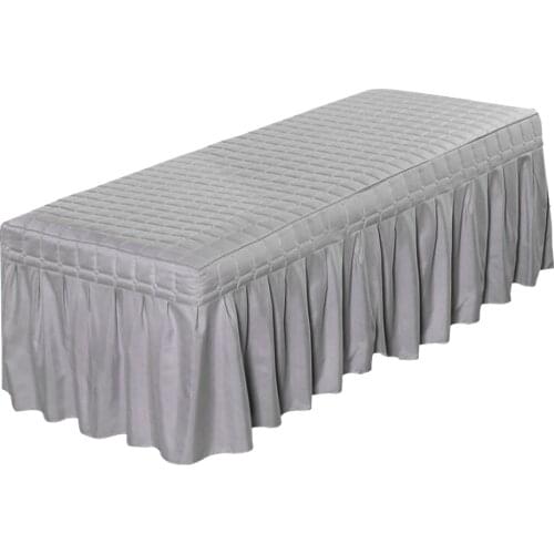 Solid Color Massage Table Skirt Beauty Facial Bed Bedding Linen Valance Sheet Cover with 21inch Drop Bedskirt