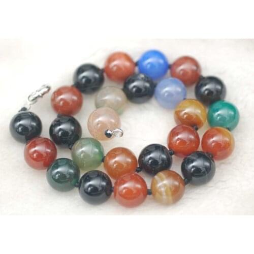 Multicolor agate round 16mm necklace 18inch FPPJ wholesale beads nature