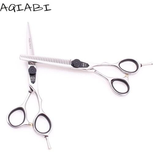 Hairdressers Scissors 6" A9015 440C Silver Hair Straight Scissors Barber Thinning Shears Professional Hair Scissors Finger Rest