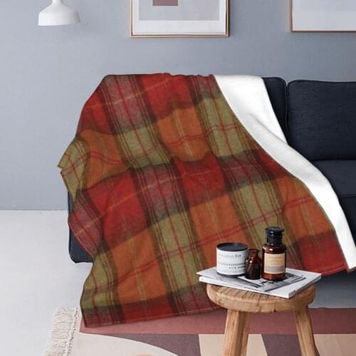 Plaid Blankets Fleece Decoration Simple Retro Breathable Super Warm Throw Blankets for Bedding Car Bedspreads
