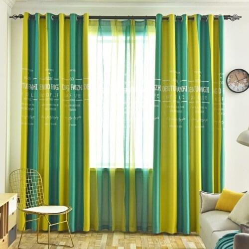 Striped Blackout Curtains for Living Room Letter Printed Window Curtain for Bedroom Window Treatment Drapes Kitchen Curtains