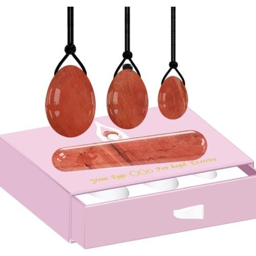 Drilled Red Jasper Yoni Egg Set Vaginal Tightening Love Egg Kegel Exerciser Yoni Wand Natural Stone Crystal Undrilled Yoni Ball