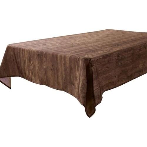 Rectangle Polyester Waterproof Oil-Proof Table Cloth Cover with Vintage Wood Pattern Printed for Dining Table Top