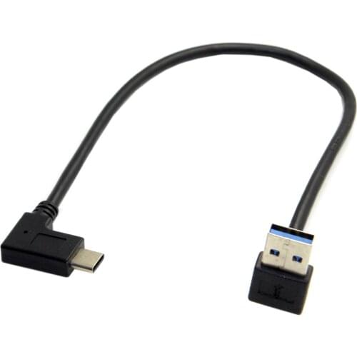 CYSM Reversible 30cm USB-C USB 3.1 Type C Angled to 90 Degree Up Angled A Male Data Cable for Laptop & Tablet & Mobile Phone
