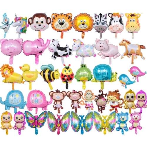 50pc Mini Cartoon Animal Mickey Minnie Dog Aluminum foil Balloons Child Birthday Party Wedding Decor Childrens Toys air balloo