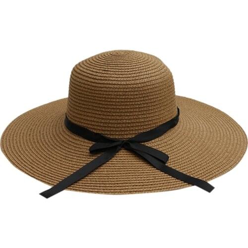 Summer Straw Hat Women Big Wide Brim Beach Hat Sun Hat Foldable Sun Block UV Protection Hat Ladies Sunscreen Outdoor Cap