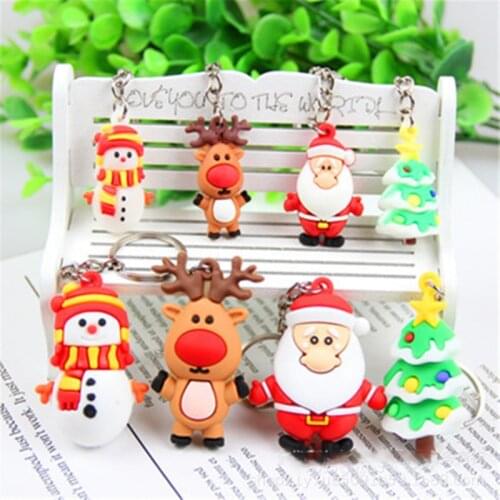 Stereoscopic Silicone Christmas Keychain Pendant Small Gift Car Key Pendant Accessories Festive Christmas Tree Eve decoration