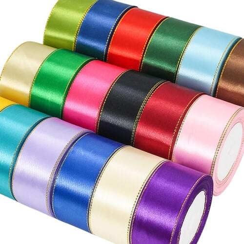 5Yards 40mm Golden Edged Satin Ribbon Gift Packaging Rope Wrapping Christmas DIY Material