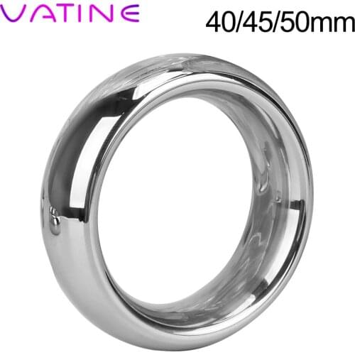 VATINE 40/45/50/mm Stainless Steel Scrotum Stretcher Heavy Cock Rings Delay Ejaculation Penis Ring Sex Shop Sex Toys for Men