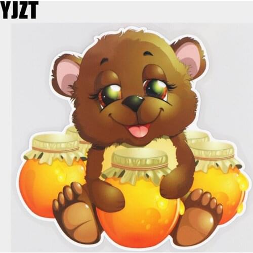 YJZT 17×16.2CM Cute Bear Honey Cartoon Window Decoration Stickers Waterproof Decals Car Accessories 21A-0301