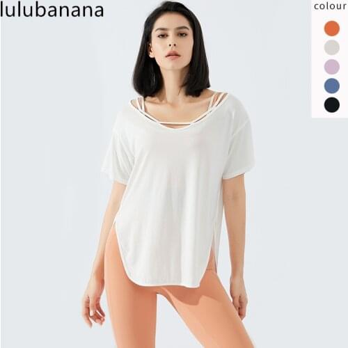 Womens Yoga Top - Short Sleeve Loose Summer Dance Workout & Gym Fitness T-Shirt