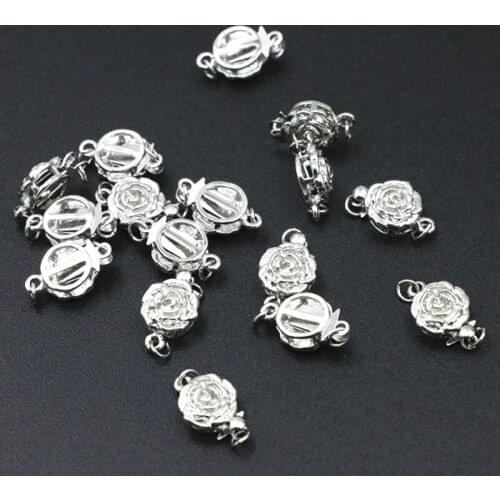 10pcs Rose Flower Clasp Hooks For DIY Jewelry Making 10mm Necklace Bracelet Alloy Silver-Color Wholesale Accessories Finding A85