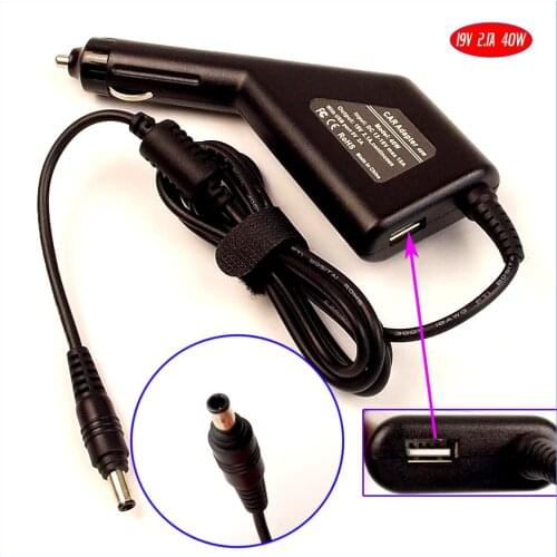 19V 2.1A 40W Laptop Car DC Adapter Charger + USB(5V 2A) for Samsung NB30 NC10 NC-10 NC20 NC110 ND10 NF210 NP-N310