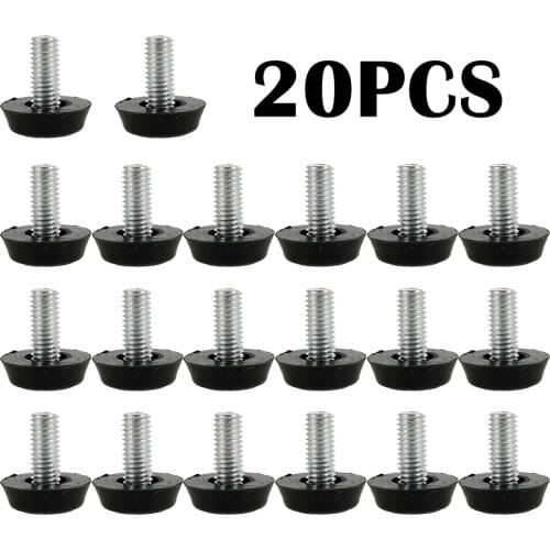 20Pcs Adjustable Galvanized Steel Furniture Legs Anti-slip Base Table Cabinet Leg Pad Feet Leveler M8 Screw Metal Furniture Foot