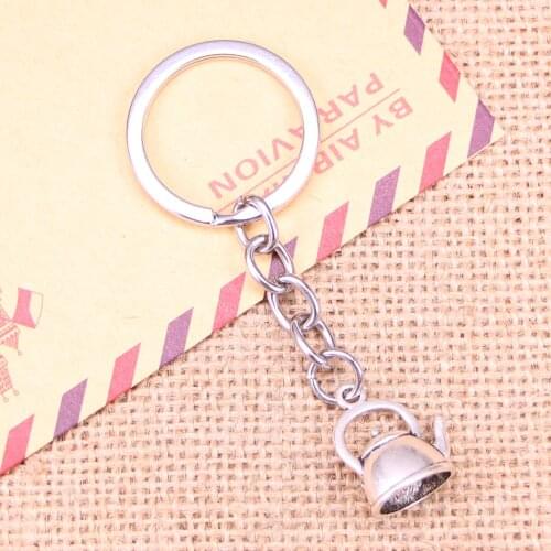 20pcs New Fashion Keychain 20x17x10mm teapot kettle Pendants DIY Men Jewelry Car Key Chain Ring Holder Souvenir For Gift