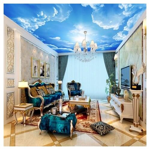 Wholesale 3d Wall Ceiling Photo Murals with Cloud and Blue Sky for Living Room Bedroom Hall 3d Ceiling Murals HD Wall Fresco