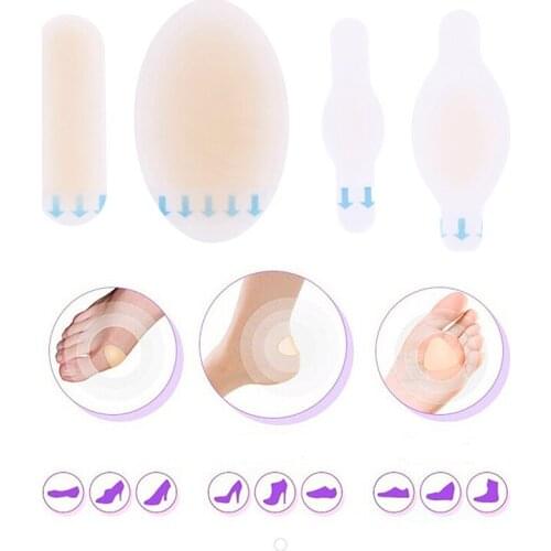 4Pcs Silicone Adhesive Hydrocolloid Gel Blister Plaster Anti-wearing Heel Sticker Patch Foot Heel Protector Womens Fashion