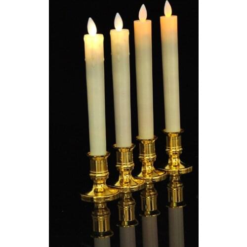 4pcs LED Candle Swinging Flame Pillar Candle with Candle Holder for Home Decoration Weddings Xmas Decor Battery Operated